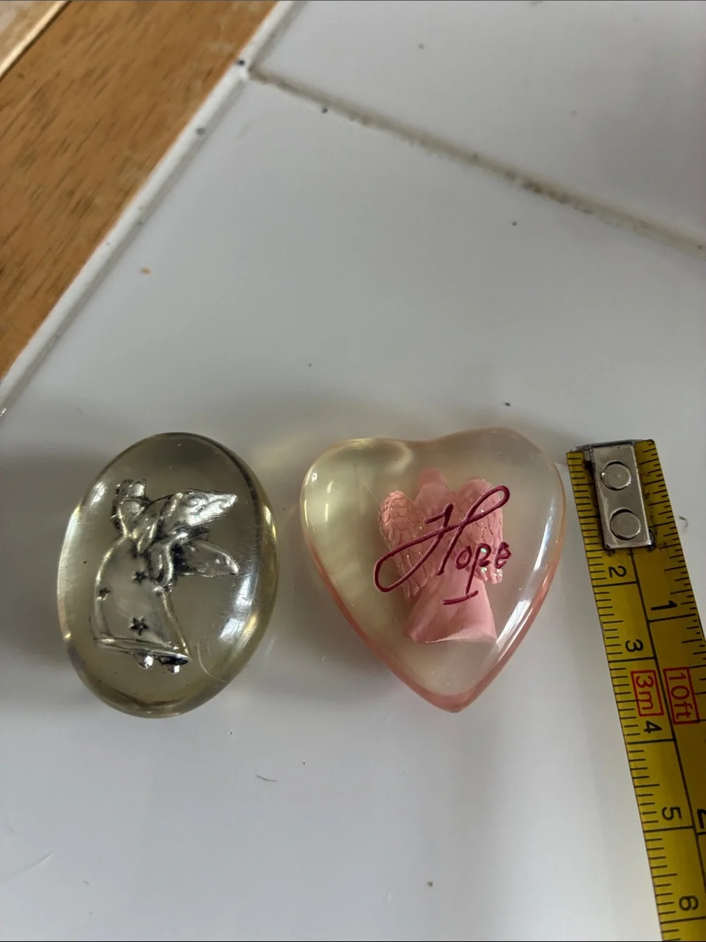 Heart Angel Resin plus a second angel Paperweight - Pink